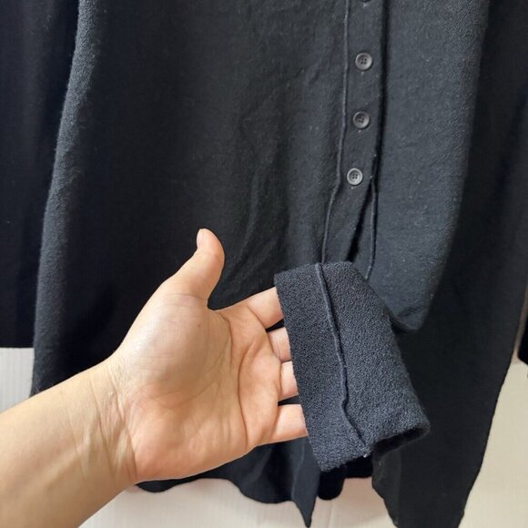Vintage EILEEN FISHER  100% Wool Cardigan Sz PP Black Button Front Women’s - Picture 13 of 16